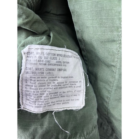 Vintage 1969 US Army Jungle Jacket Medium Regular OG 107 Ripstop Combat Coat - Picture 5 of 8
